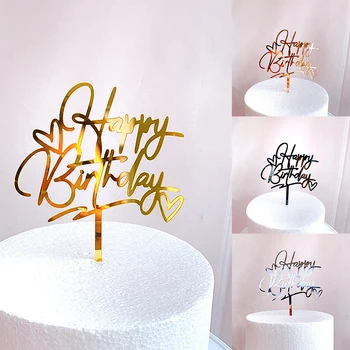 Noi Cu Dragoste Inima Happy Birthday Cake Toppers Acrilice Decoratiuni Tort Copil Fată Băiat Copil De Dus Cupcake Toppers Stabilite De Nunta