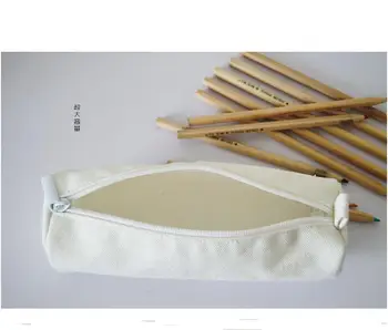 Stil japonez Rotund pânză albă cu fermoar cazuri Creion stilou pungi de bumbac, Saci de cosmetice machiaj pungi de telefon Mobil sac de ambreiaj SN