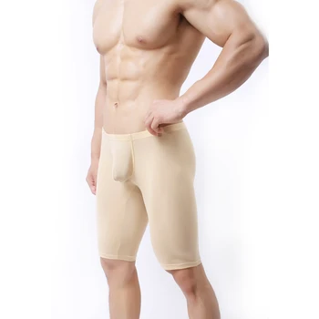 Barbati Sexy Lenjerie de corp Solid talie mijlocie picioare Lungi, Chiloți de sex Masculin Boxeri pantaloni Scurți Cuecas U Convex Husă Izmenele Homme Alunecare Chilotei