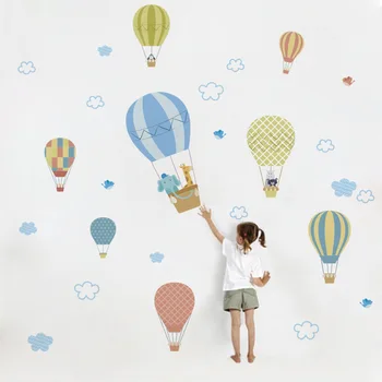 Drăguț Balon Cu Aer Cald Nori Perete Autocolant Adeziv Camera Pentru Copii De Gradinita Decal