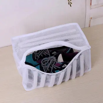 Nou Alb Căptușit Spălătorie Net Spălați Sac Pentru Protejarea Formatori Și Pantofi În Masina De Spalat Pantofi De Spălare Și Uscare Sac