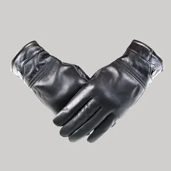 Din piele mănuși pentru bărbați de iarnă termică Moda Mănuși Moale piele de Oaie Bicicleta cu Motor Windproof LG034