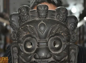 Decor de nunta Tibet Budismul Bodhi lemn sculpta Sacrificiu Craniu Mahakala Buddha cap măști masca