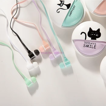 50pcs în ureche căști kitty pisica drăguț de colorat pentru mp3 mp4 music player cu microfon cutie de depozitare pentru copil fata cadou