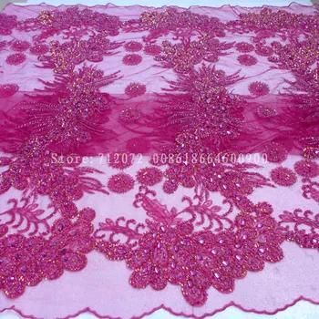 120cm prin curte roz/nude roz/violet/gri deschis manual surper grele mărgele, paiete de mireasa/seara/show rochie de dantelă tesatura