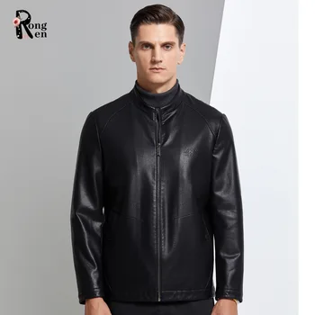 2020 Toamna Iarna pentru Bărbați Jachete de Moda Stand Guler din Piele Ecologica Paltoane Scurte Subțire PU Faux Îmbrăcăminte Toamna Ceket