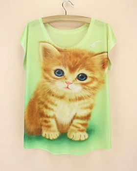 LOLcats 3D de imprimare t-shirt femei noutate design de top teuri elegant tendință de moda cu maneci scurte tricou haine de vară fierbinte de vânzare