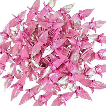 100BUC Roz Premade Hârtie Origami Crane Pliat Manual DIY Macara pentru Nunta Roz Petrecere Copil de Dus Decor Acasă