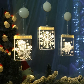 Craciun cu LED-uri Șir Lumina Pom de Crăciun Moș crăciun Clopote om de Zăpadă Fulg de nea Zână Perdea de Lumini Agățat Acasă Festival Ornamente Lampa