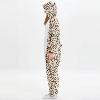 Leopard Urs de o Mărime pentru Adulți Drăguț Flanel Homewear Pijamale de Iarnă Kigurumi Urs Maneca Lunga cu Gluga de Animale Pijamale