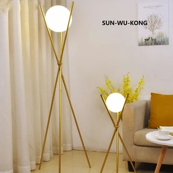 Modernă Cu Led-Uri Lampa De Podea Fier Minge De Sticlă Stand Lumini Pentru Camera De Zi Dormitor Nordic Decor Acasă E27 Aur Tirpod În Picioare Ușoare