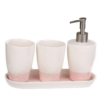 WSHYUFEI Patru piese ceramica pentru baie set de curățare baie, articole de toaletă cadou Lotiune sticla de apa de gura cupa accesorii de baie