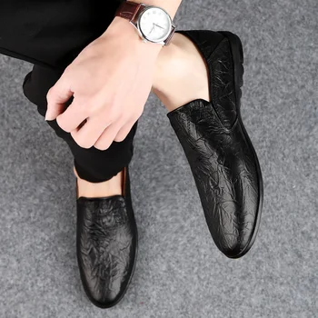 Barbati din Piele Pantofi Slip on Black Pantofi de Piele de vacă Mocasini Barbati Mocasini Pantofi de Designer Italian Pantofi pentru bărbați