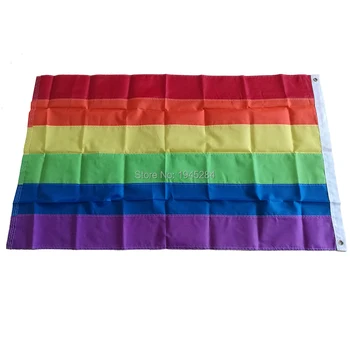 Brodate, Cusute Rainbow Flag-Steagul LGBT Mândrie Steagul Broderie Banner Oxford Tesatura de Nailon 3x5ft