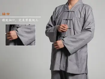 Unisex gri de Primavara&Toamna bumbac gros Budismul pune uniforme Călugări costume stareț nunmeditation haine de arte marțiale seturi de îmbrăcăminte