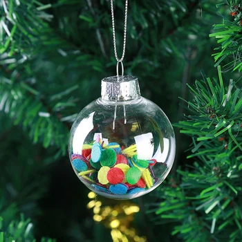6Pcs 8cm DIY de Crăciun Copac Agățat Balonul Transparent Acrilic Minge de Plastic Clar Completabile Mingea Ornament