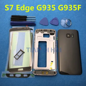 Complet Capacul Carcasei Caz Sasiu Mijloc Rama Rama + Sticla + Obiectiv + Instrumente Pentru Samsung Galaxy S7 Edge G935 G935F SM-G935F