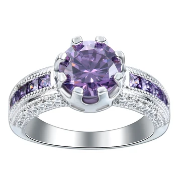 UFOORO set Inel pentru femei farmec cristal violet cu zircon rafinat de bijuterii de nunta Ziua Îndrăgostiților prezent de sex feminin bague