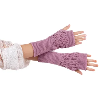 Uimitor Încheietura mâinii Tricotate Mănuși Fingerless Femei Mănuși de Iarnă Solid mănuși de cald