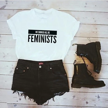 Toți ar Trebui să Fim Feministe Femei tricou Tricouri Femei Feminismul Sloganul Femei Hipster Dreptul Egal Tricouri grunge estetice sus K889