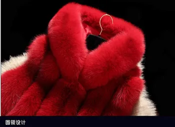 S-XXL haină de blană haină 2019 noua moda cu glugă de blană de iarna casual pentru femei sacou de înaltă imitație de blană de vulpe blană artificială