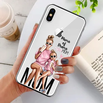 De moda, Super-Mama Fata de Mama Băiat Drăguț Copil Caz Clar de Telefon Pentru iPhone 11 12 Pro Max 8 7 6 6S Plus XR X XS Max 5S SE 2020 de Acoperire