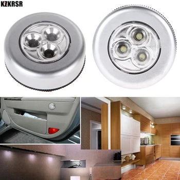 3 LED-uri de Argint Dulap Cabinetul lumina Lămpii Alimentat de la Baterie Stick Wireless, Atingeți Securitate Împinge Bucatarie Dormitor Lumini de Noapte