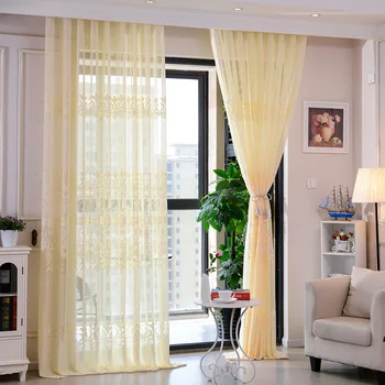 YCENTRE Decorative Semi jacquard Dantela pură Perdeaua de Tul Voile Panou pentru Windows Living Bucatarie Dormitor Perdele