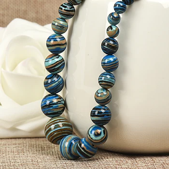 Amestecat cu dungi de culoare de diferite dimensiuni Albastru-venele de bijuterii Turcoaz colier, care este perfect pentru o femeie de spirit