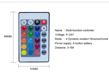 Infraroșu 24-cheie mini USB LED lumina benzi cu simplu 5-24V USB controler RGB fundal TV