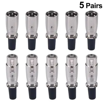 5 Perechi Microfon Conectori 3 Pini de sex Masculin și de sex Feminin XLR Microfon Conector Priză Audio Conector de Cablu pentru Microfon Acasă