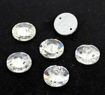Cele mai noi ~! 8mm rotunde de Cristal Clar coase pe butoanele de bază de Argint coase pe piatra de cristal 2holes