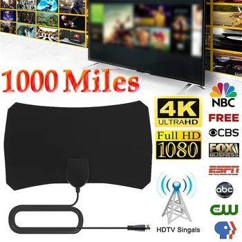 1000 Km de Înaltă Calitate 4K 25 dBi Câștig Mare HD TV DTV-T2 Cutie de Digital Antena TV Booster Activ Interioară Aeriene HD Design Plat
