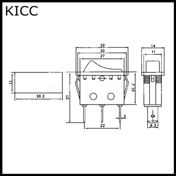 Comutator basculant Cu lampă R-1-110-C5L-BR KCD3 3Pin 2File Balansoar comutator 16A250V comutatorul de Alimentare 5Pcs