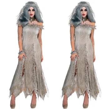 Costum de Halloween pentru adulti femei mireasa fantoma cosplay frumos și elegant fantoma schelet rochie de mireasa potrivite pentru orice siluetă