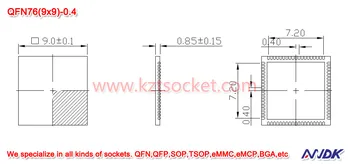 QFN76(9x9)-0.4 Socket QFN76 Socket MLF76 Socket MLP76 Soclu,Open top,NP506-076-041-SC-G