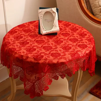 New Sosire!Roșu Dantelă Solubil Gol Brodate Nunta Decorativa față de Masă de Masă de Ceai Acoperire Multi-dimensiune pentru a alege