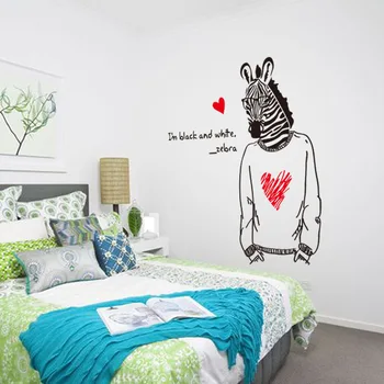 Personalitate Negru Zebra Creative Decorative Autocolante De Perete Băiat Living, Dormitor, Tapet De Animale Arta De Perete Decor Acasă Decalcomanii