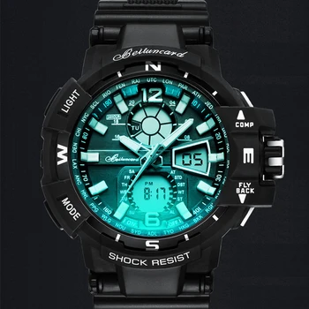Barbati Ceasuri Sport Dual Display Analog Digital cu LED-uri Electronice de Cuarț Ceasuri de mana rezistent la apa Militare Șoc Ceas Rezistent la Bărbați