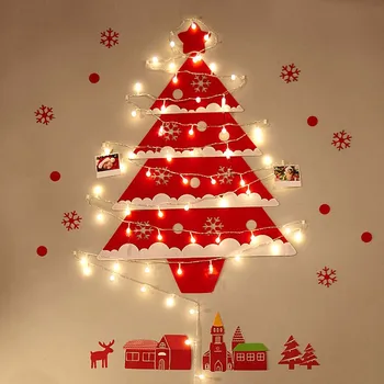 Sclipici Ornamente de Sărbătoare Lumini LED Crăciun Fericit și Luminos de Crăciun Pomul de Crăciun Decor Decor de Perete Autocolante