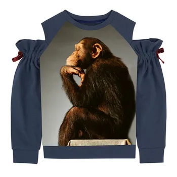 Fetele s-au îmbrăcat din nou la modă T-shirt,O gândire gorilla mâneci lungi pentru primavara si toamna, haine pentru copii.