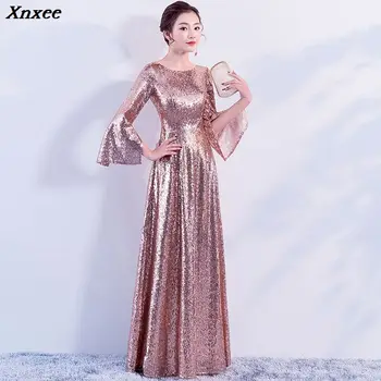 Paiete Flare Sleeve 2020 Femei elegante rochie lungă petrecere baluri pentru gratuating data ceremonia de gala rochii de seara până Xnxee