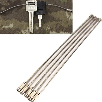 5Pcs EDC sârmă din oțel Inoxidabil breloc cheie inel breloc cerc coarda buclă de cablu în aer liber, tabăra de bagaje tag-ul cu șurub de blocare gadget