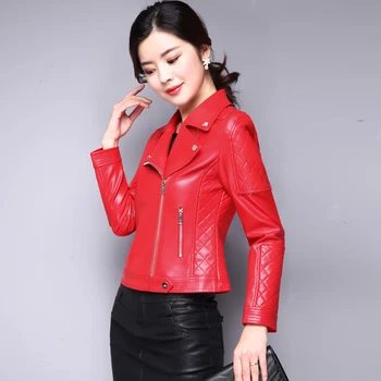 KMETRAM Geaca de Piele Femeie Primăvara anului 2020 Haină din piele de Oaie pentru Femei Hanorac coreeană, Jachete de Motociclist Plus Dimensiune Chaqueta Mujer MY2572