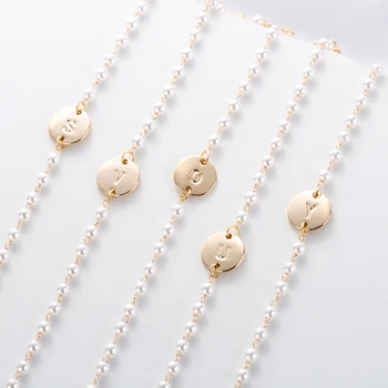 De moda de Aur de Argint de Culoare 26 Scrisoare Pearl Brățară Pentru Femei Fată Simplă Reglabil Numele Bratara Handmade Bijuterii DIY