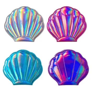 Creative Mare Coajă În Formă Holografică Curcubeu Colorate Mărire Compact Cosmetice Două Fețe Pliere Oglindă De Buzunar Portabil