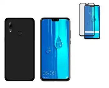 Huawei Y9 2019 (6.5) negru buna TPU silicon caz + Protector din sticla temperata Neagra