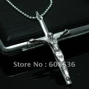 2018 Fierbinte de vânzare bijuterii de moda, S925 Argint de culoare colier, Lung de sex Masculin Isus Cruce de Argint de culoare P079