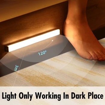 Wireless LED Lumina de Noapte Senzor de Mișcare PIR, Lampa Decor Dormitor Lumini cu Infraroșu Lămpi de Perete Scări Dulap de Bucătărie Lampă Decorativă