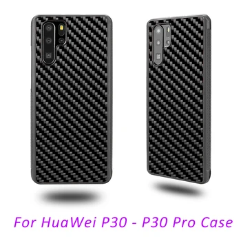 Pentru Huawei P30 Caz Capacul din Spate Real Fibra de Carbon Negru pentru Huawei P30 PRO Antialunecare TPU Caz PC - Protecție Completă